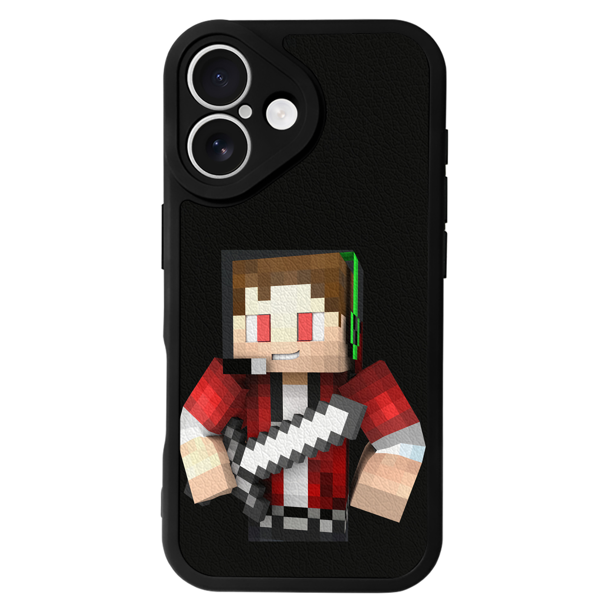 （画像用） マインクラフト ブロックの世界 Minecraft MC Block world 【iPhone 16シリーズ対応】シリコンスマホケース（レザー調） 材質：シリコン